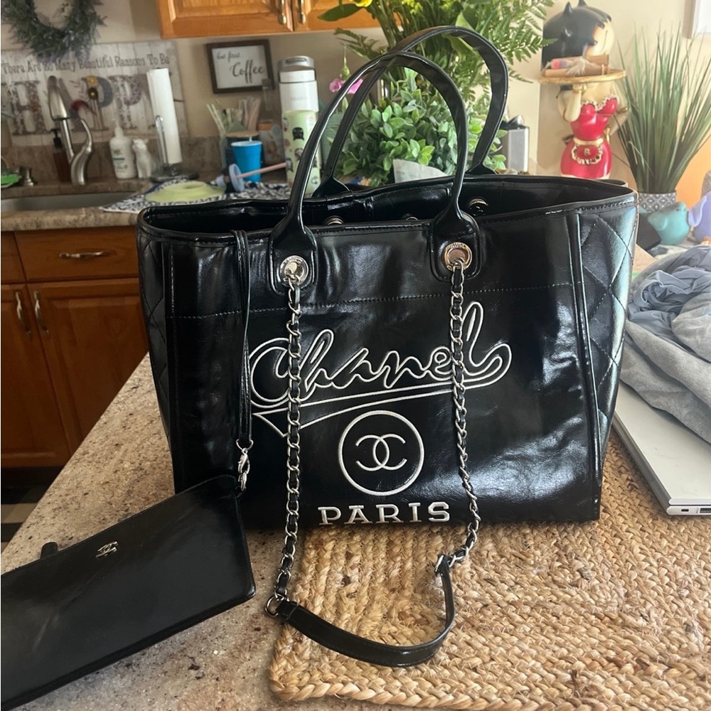 Black Leather Tote Bag